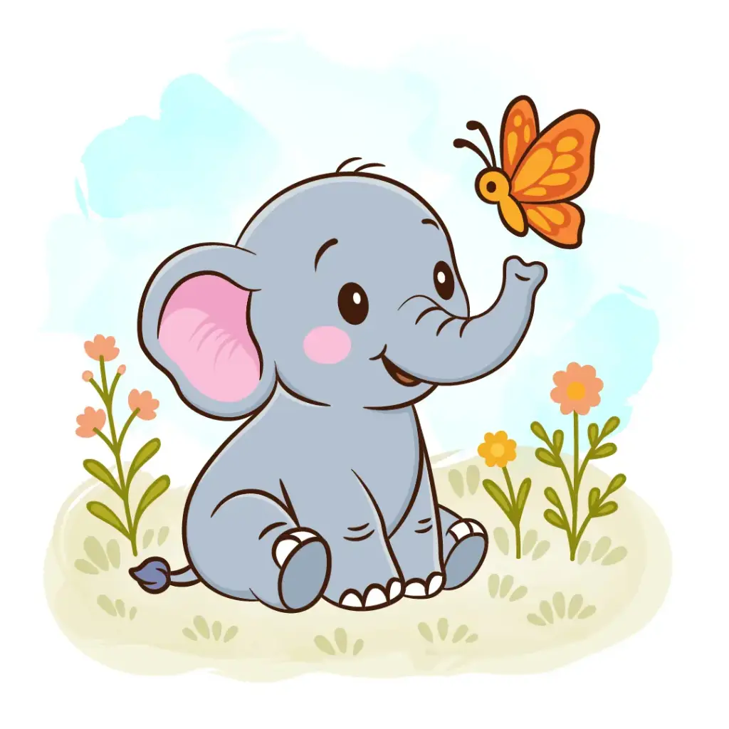 Infant - Elephant Greets Butterfly